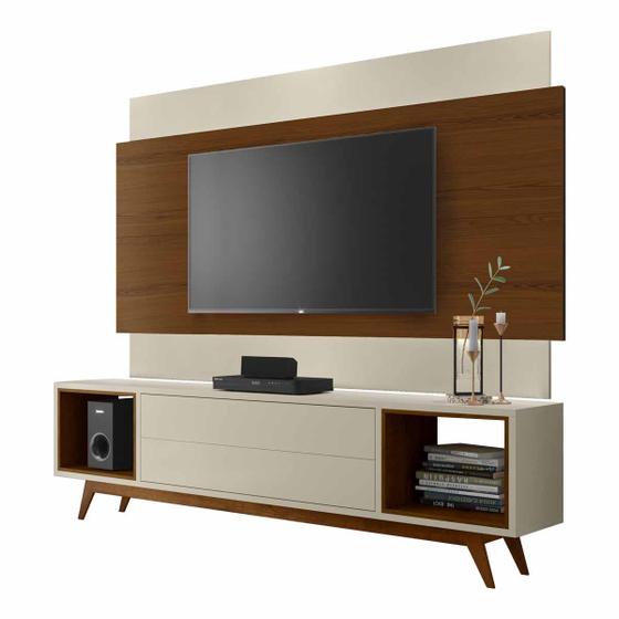 Imagem de Rack com Painel Horizon 1.8 Off White com Natural - MoveisAqui