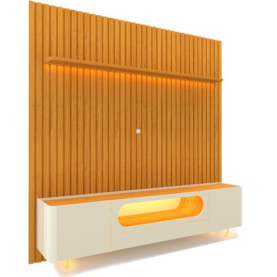 Imagem de Rack com Painel Nobre 2.3 com Pés de Vidro Naturale com Offwhite - Gelius