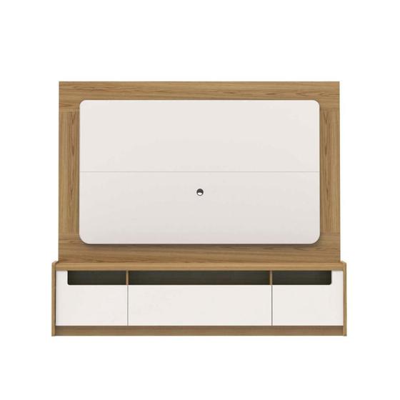 Rack com Painel Oslo 220 cm - Freijó c/ Off White Menor preço em Rack com Painel Oslo 220 cm - Freijó c/ Off White