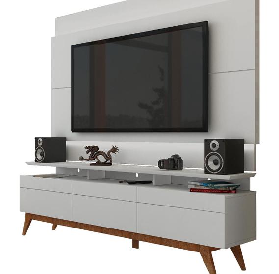 Imagem de Rack com Painel Para TV 55 Polegadas Branco Classic +3G 1.8 com LED - Imcal Móveis