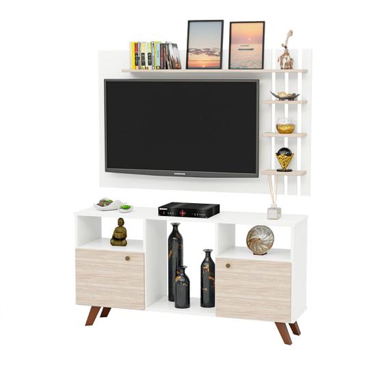 Imagem de Rack com Painel para TV até 32 Polegadas 2 Portas e Pés Retrô NetMobil