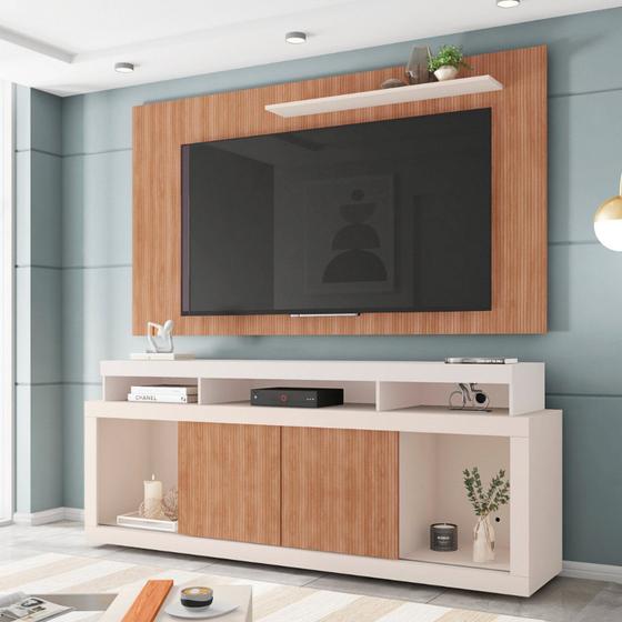 Imagem de Rack com Painel para TV Até 65 Polegadas com Ripado Esmeralda