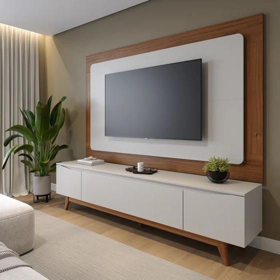 Rack com Painel para Tv até 75 Polegadas 220cm Pés Madeira Maciça Flynt Oslo Menor preço em Rack com Painel para Tv até 75 Polegadas 220cm Pés Madeira Maciça Flynt Oslo