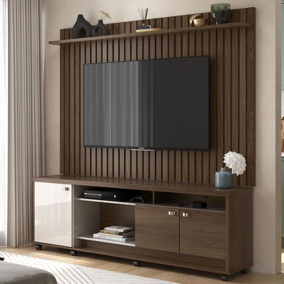Rack com Painel para TV até 75 polegadas 3 Portas e Rodízios Dallas ...