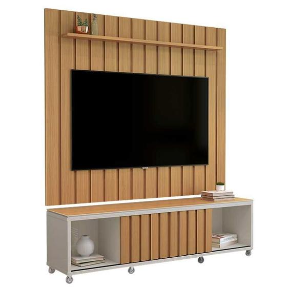 Rack Com Painel Ripado 180cm Para TV 75 Polegadas Brise 1.8 EDN Freijo ...