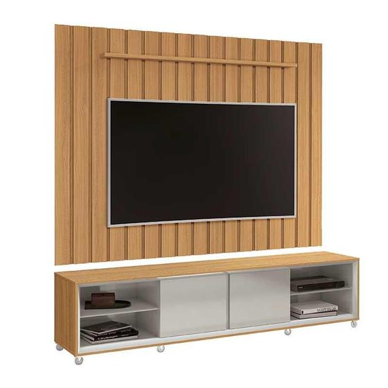 Rack Com Painel Ripado Brise TV 75 Polegadas 218cm Thor 2.2 EDN Freijo ...