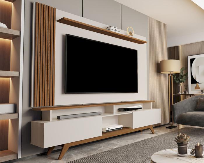 Rack com painel ripado grecia 1.8 sala de estar p/tv 72 pol-oferta Menor preço em Rack com painel ripado grecia 1.8 sala de estar p/tv 72 pol-oferta
