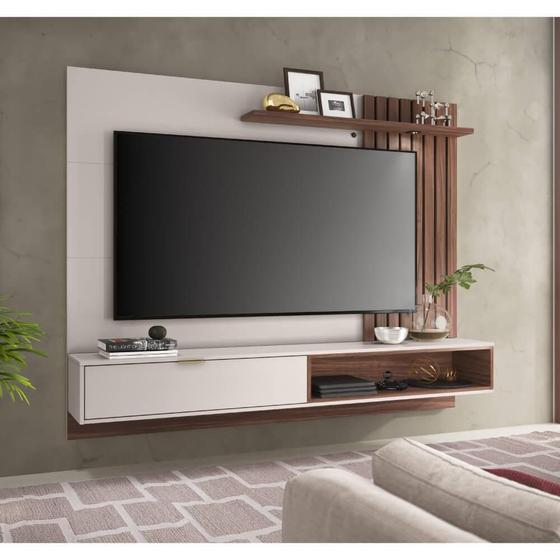 Imagem de Rack com Painel Suspenso Tocantins 180 cm para TV de até 60 - Off White/Nogueira