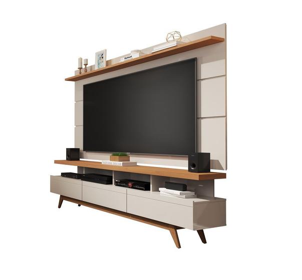Rack Com Painel Vivare 1.8 Wood Off White/Nature-Germai Móveis Menor preço em Rack Com Painel Vivare 1.8 Wood Off White/Nature-Germai Móveis