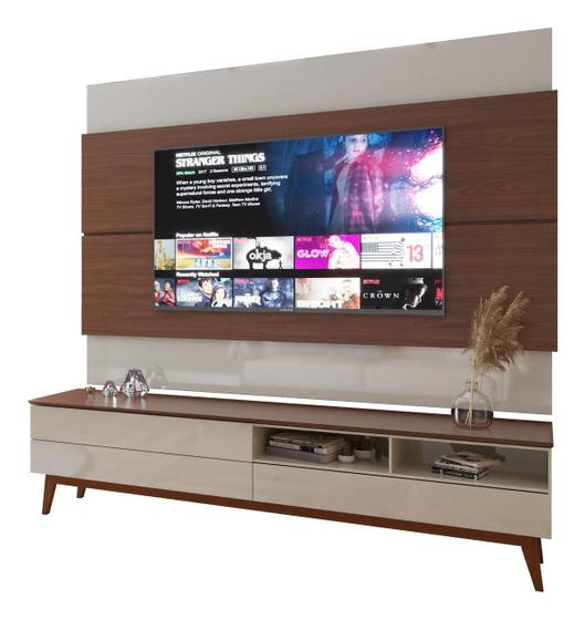 Imagem de Rack com Painel Wall 1.8 Off White com Freijó - MoveisAqui