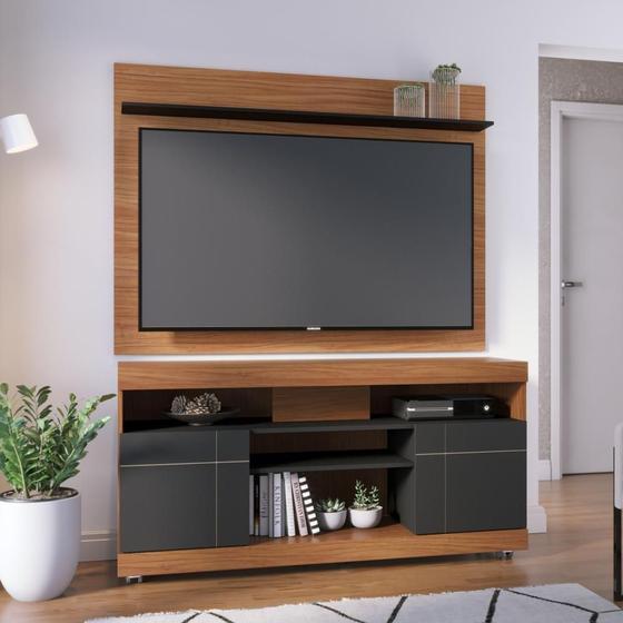 Imagem de Rack com Painel Yara para TV com 55 - Castanho/Preto