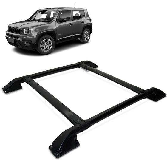 Imagem de Rack De Teto Bagageiro Jeep Renegade 2016 a 2019 Colado Tubolar Preto