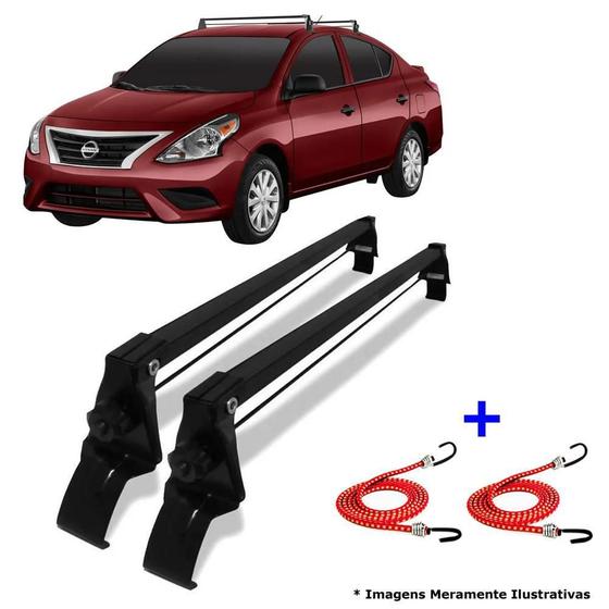 Imagem de Rack De Teto Nissan Versa 2012 Até 2019 + 2 Elástico Carga