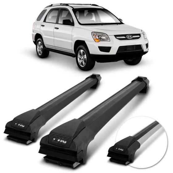 Imagem de Rack de Teto Travessa Slim Kia Sorento 2002 2003 2004 2005 2006 2007 2008 2009 Preto Prata 45Kg