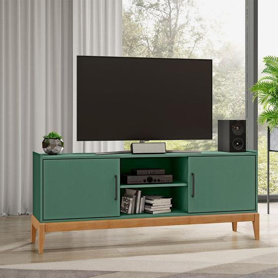 Imagem de Rack Decorativo Armie 02 Portas Madeira G74 Verde/Freijó - Gran Belo