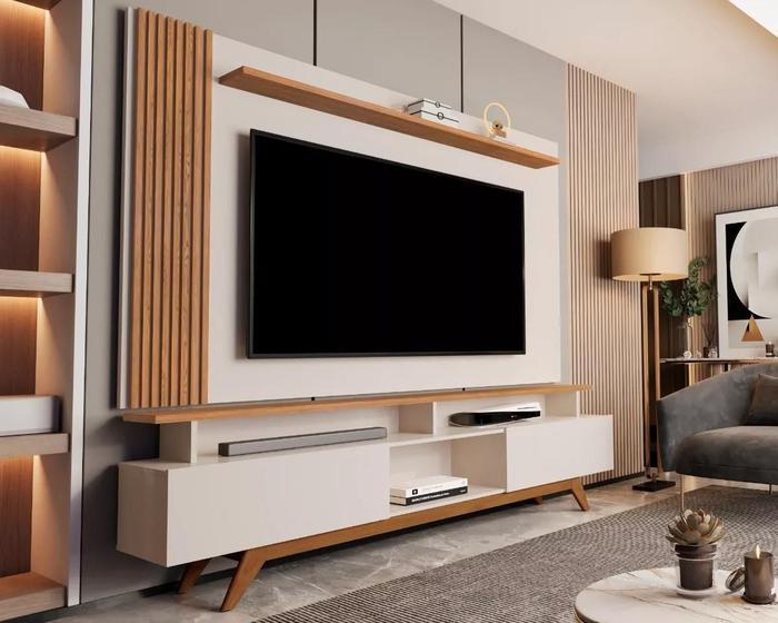 Rack e painel grecia ripado 1.8 sala de estar p/tv 72 pol-oferta Menor preço em Rack e painel grecia ripado 1.8 sala de estar p/tv 72 pol-oferta