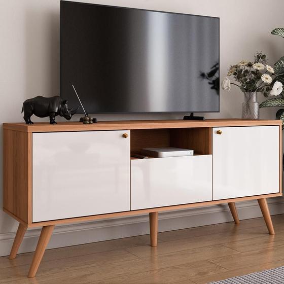 Rack Em Mdp 25mm P/ Tv Até 70" 1,36m 2 Portas e 1 Gaveta Sevilla - Lukaliam Móveis Imagem de Rack Em Mdp 25mm P/ Tv Até 70" 1,36m 2 Portas e 1 Gaveta Sevilla