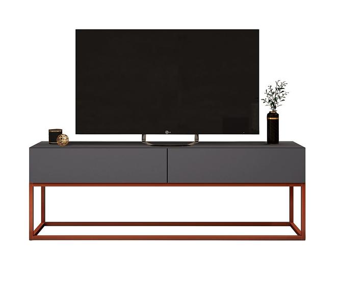 Imagem de Rack Eros Estilo Industrial 140cm Sala Estar Cinza/Cobre