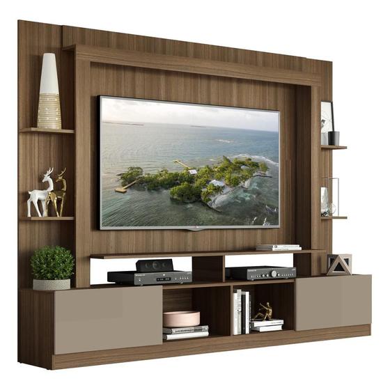 Rack Estante c/ Painel TV 65" e 2 portas Oslo Multimóveis Madeirado/Lacca Fumê Menor preço em Rack Estante c/ Painel TV 65" e 2 portas Oslo Multimóveis Madeirado/Lacca Fumê