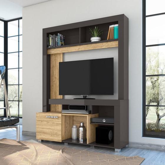 Rack Estante Home Flávia Para TV Até 50" 1 Porta 3 Prateleiras Sala Estar Preto e Marrom Carvalho é boa?