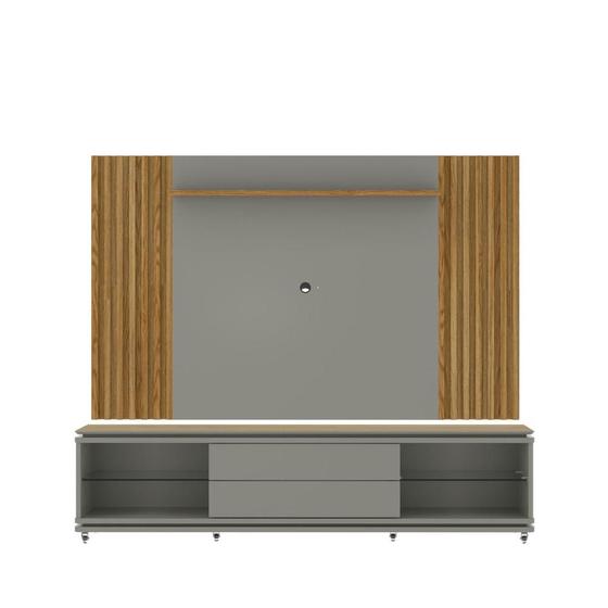 Rack Lewis com Painel Allure 220 cm - Freijó c/ Grigio Gloss - Móveis ...
