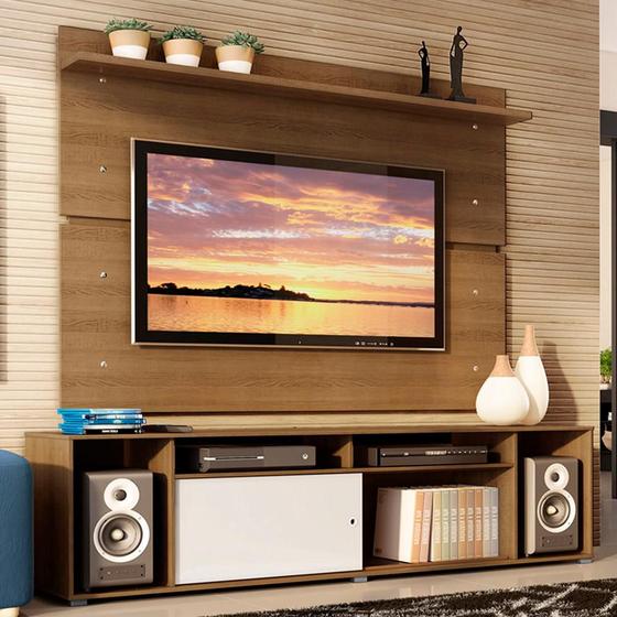 Rack Madesa Cancun e Painel para TV até 65 Polegadas - Rustic/Rustic/Branco Menor preço em Rack Madesa Cancun e Painel para TV até 65 Polegadas - Rustic/Rustic/Branco