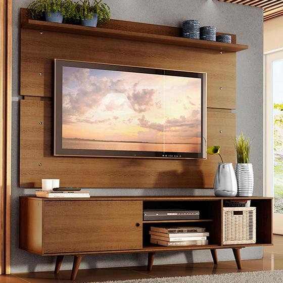 Imagem de Rack Madesa Dubai e Painel para TV até 65 Polegadas com Pés - Rustic