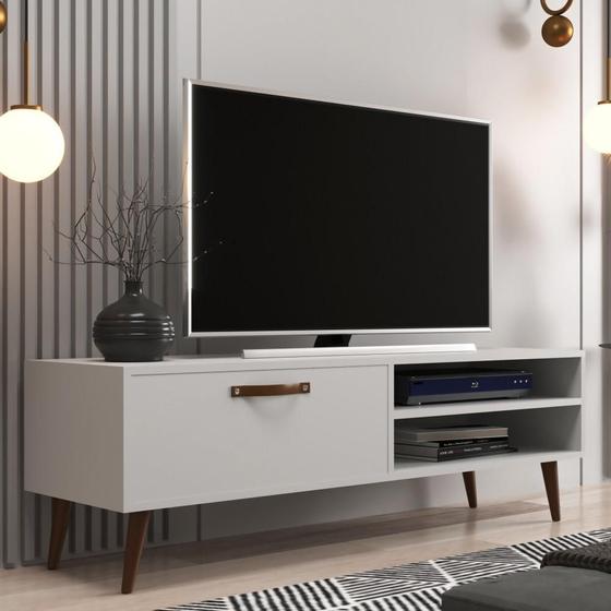 Imagem de Rack Miami Home Theater TV Até 55 Polegadas 125 cm 1 Porta 1 Prateleira Sala de Estar Branco