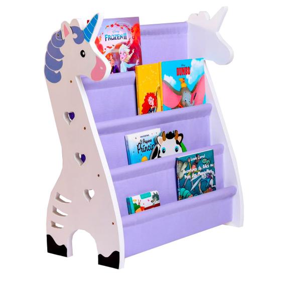 Imagem de Rack Para Livros Infantil Standbook Montessoriano Únicornio