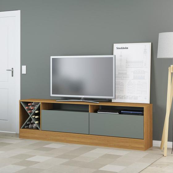 Imagem de Rack para Sala com 2 Portas 200 x 46 Cm TV 65 Pol MDP Carvalho 0671