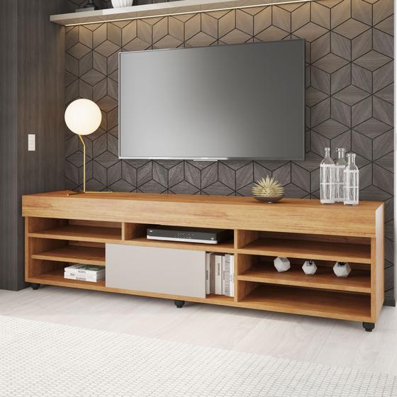 Rack para Sala de Estar para TV até 55 Polegadas 1 Porta com Pés Cedro - Viero Imagem de Rack para Sala de Estar para TV até 55 Polegadas 1 Porta com Pés Cedro