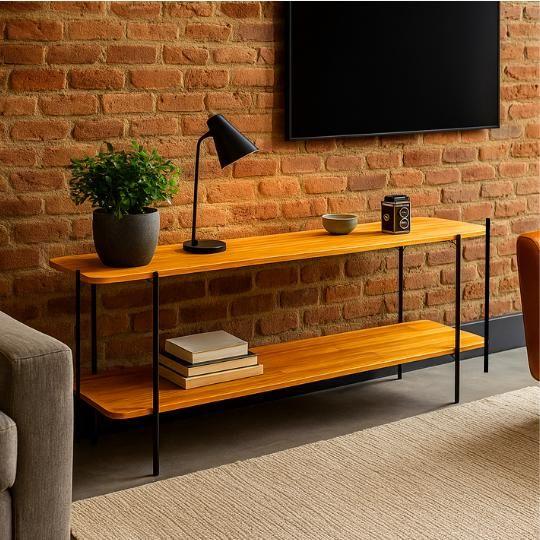 Rack Para Sala Tv 55 Polegadas Estilo Industrial Ferro Madeira Moderno Elegante Minimalista - LOVE PALLETS Imagem de Rack Para Sala Tv 55 Polegadas Estilo Industrial Ferro Madeira Moderno Elegante Minimalista