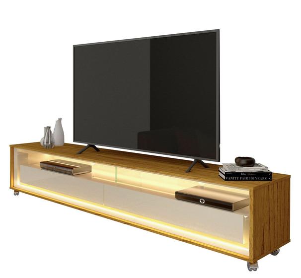 Imagem de Rack para TV 1.7 com LED Requinte Naturale com Off White - Gelius Móveis