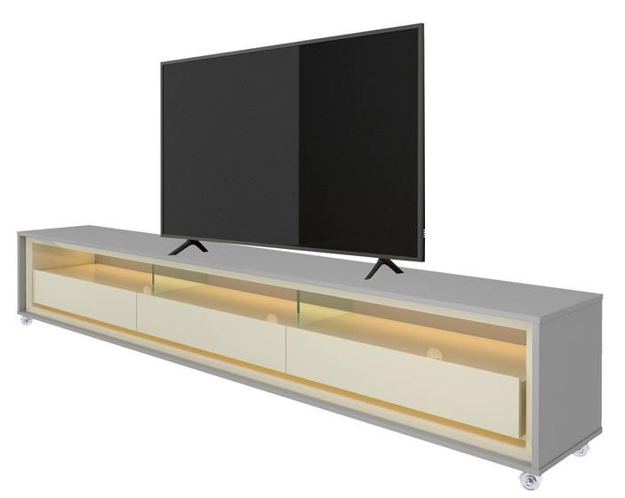 Imagem de Rack para TV 2.2 com LED Requinte Cinza com Off White - Gelius Móveis