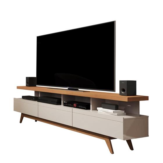 Imagem de Rack para TV 70" 3 Gavetas Pes de Madeira Vivare Wood 1,80 Giga Moveis