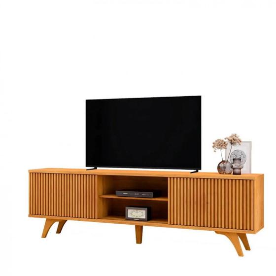 Rack Para Tv 70 Ripado 2 Portas de Correr Siena Com Pés Madeira Maciça ...