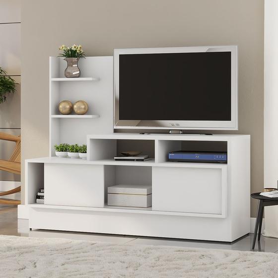 Rack para TV Até 43 Polegadas 2 Portas de Correr Linea Branco - Pnr Móveis Menor preço em Rack para TV Até 43 Polegadas 2 Portas de Correr Linea Branco - Pnr Móveis