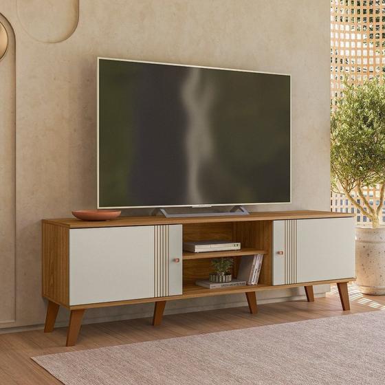 Rack para Tv até 65 Polegadas 2 Portas 160cm Denver - Peternella Móveis Imagem de Rack para Tv até 65 Polegadas 2 Portas 160cm Denver