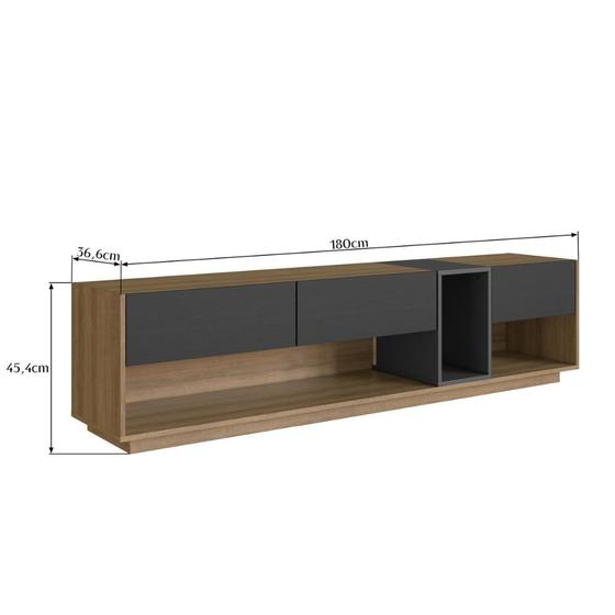 Imagem de Rack para Tv até 65 Polegadas com 3 Gavetas e 1 Nicho com Iluminação em Led RGB RA8001 Mel / Grafite