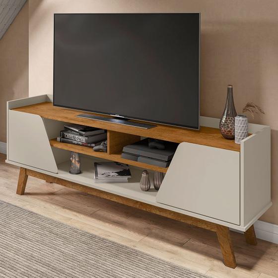 Imagem de Rack para TV Até 65 Polegadas Turim 2 Portas 1 Prateleira Off White/Nature - Bechara