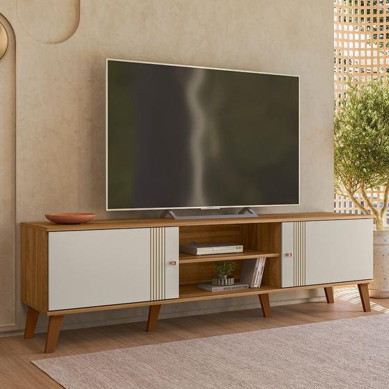 Imagem de Rack para Tv até 75 Polegadas Denver com 2 Portas de correr Nature/Off White Peternella