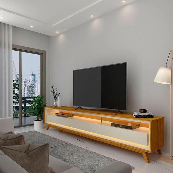 Rack Para Tv Até 75 Requinte 212 Led K/Pé Naturale Off White - Gelius é boa?
