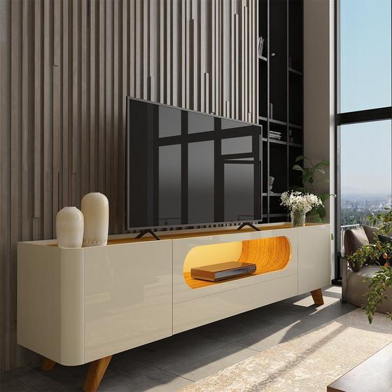 Imagem de Rack para TV até 85 Polegadas com LED com Pés Madeira 210cm 100% MDF Nobre