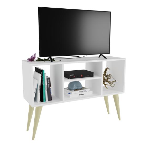 Rack Para Tv com 4 nichos Noruega Branco - Moveise - Rack - Magazine Cbeneficio