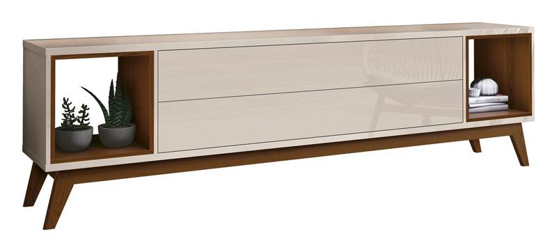 Rack para TV Delux 1.8 Off White com Natural - MoveisAqui Menor preço em Rack para TV Delux 1.8 Off White com Natural - MoveisAqui