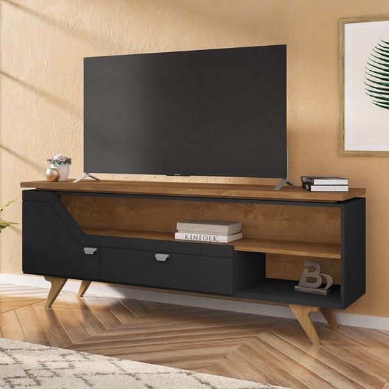 Imagem de Rack Para Tvs até 65 Pol Sevilha Design Curvo e com Frisos Decorativos 1 Porta 1 Gaveta