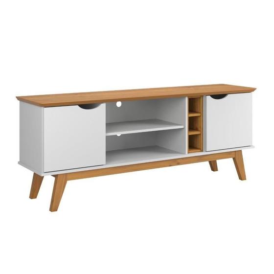 Imagem de Rack PR Estilo Retrô Com Adega 1.60m Para TV Até 65'' Cor Branco / Cinamomo