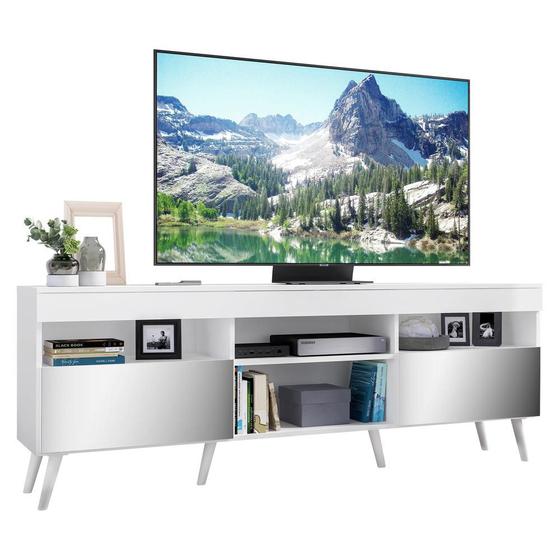 Imagem de Rack Retrô com Espelho para TV até 65" Multimóveis Paris FG3332 com 2 Portas Branco