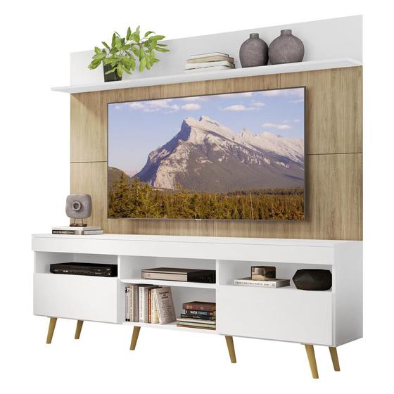 Imagem de Rack Retrô com Painel para TV até 65" Multimóveis Madri FG3371 Branco/Rustic