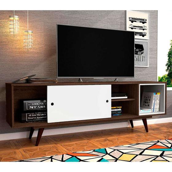 Rack Retrô Goslar Rustik Carvalho e Branco 162 cm Menor preço em Rack Retrô Goslar Rustik Carvalho e Branco 162 cm